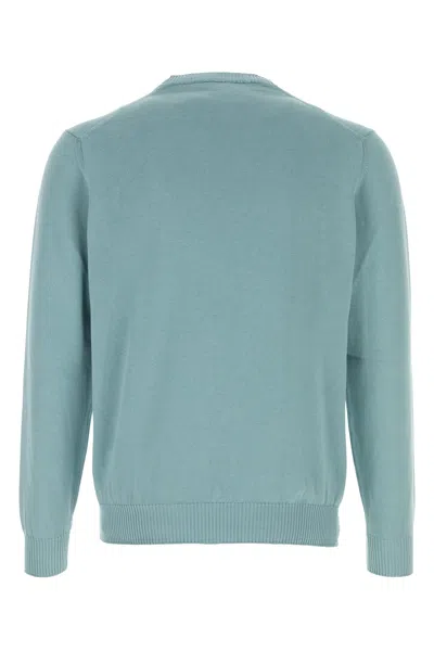 Fedeli Light Blue Solid Sweaters In Blue