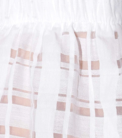 Shop Prism Athéns Check Organza Cotton-blend Trousers In White