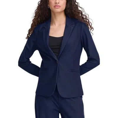 Ichi Blue Polyester Blazer In Blue