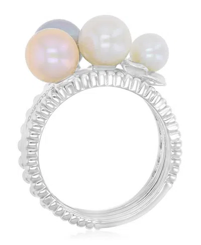Macy's Imitation Pearl & Diamond (0.054 Ct. T.w.) Stackable Ring In Multi