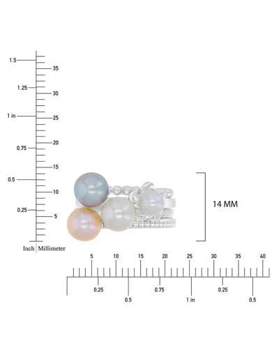 Macy's Imitation Pearl & Diamond (0.054 Ct. T.w.) Stackable Ring In Multi