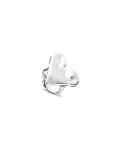 Unode50 Sterling Silver Plated Heart Shaped Ring In Pattern