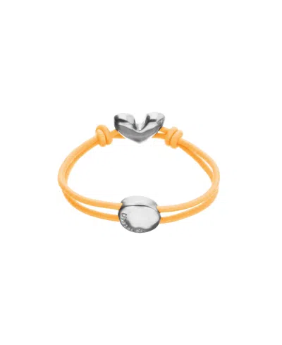 Unode50 Elastic Thread Bracelet With Sterling Silver Plated Heart In Orange