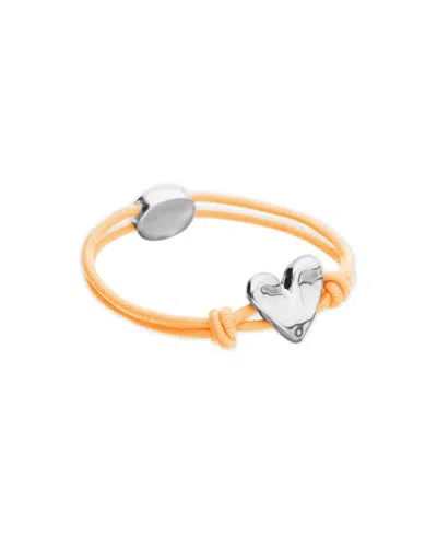 Unode50 Elastic Thread Bracelet With Sterling Silver Plated Heart In Orange