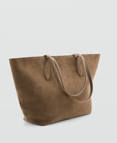 Mango Suede Shopper Bag In Brown