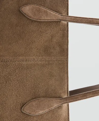 Mango Suede Shopper Bag In Brown