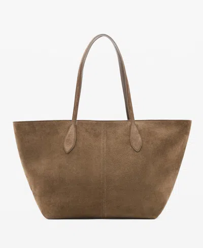 Mango Suede Shopper Bag In Brown