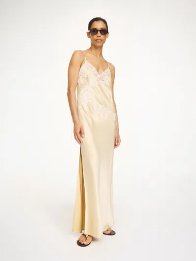 By Malene Birger Vera Lace-detailed Slip Midi Dress In Gold