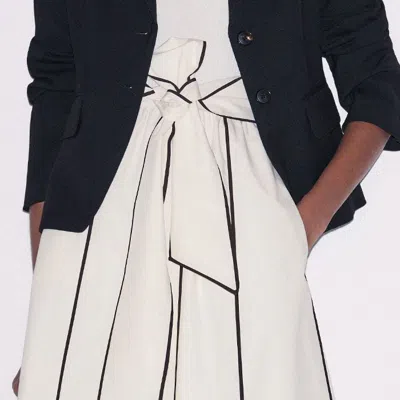 Me+em Mixed Media Fit And Flare Midi Dress + Belt Light Cream-brown In White