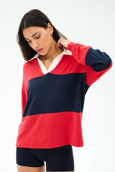 Splits59 Katie Fleece Rugby Sweatshirt In Red