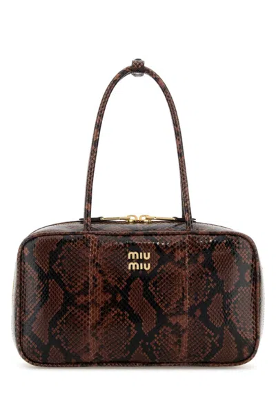 Miu Miu Medium Beau Printed Leather Shoulder Bag In Brown