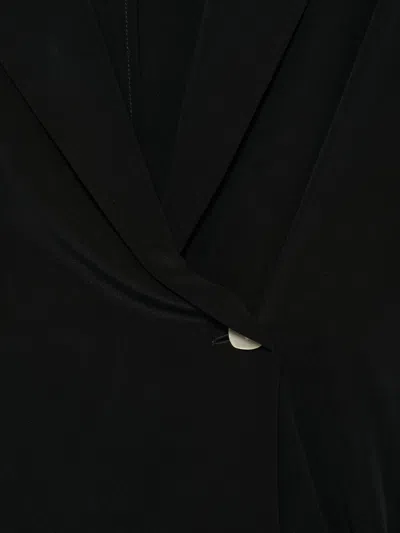 Alysi Silk Blazer Jacket Asymmetric Hem Notched Lapels In Black
