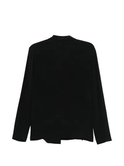 Alysi Silk Blazer Jacket Asymmetric Hem Notched Lapels In Black