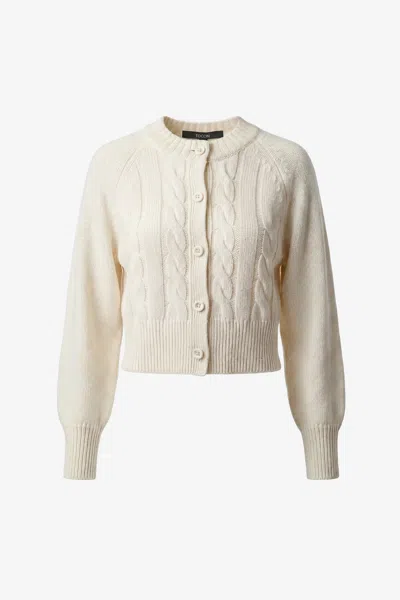 Toccin Rita Wool Blend Crewneck Cable Knit Cardigan Sweater In Jet
