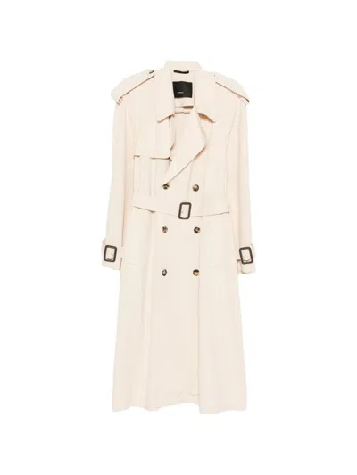 Wardrobe.nyc Double-breasted Belted Technical Shell Trench Coat In Neutral