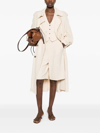 Wardrobe.nyc Double-breasted Belted Technical Shell Trench Coat In Neutral