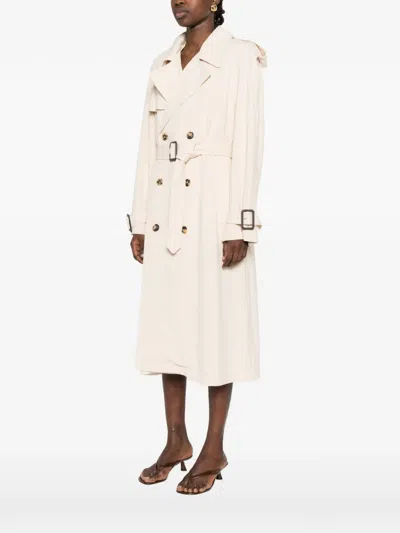 Wardrobe.nyc Double-breasted Belted Technical Shell Trench Coat In Neutral