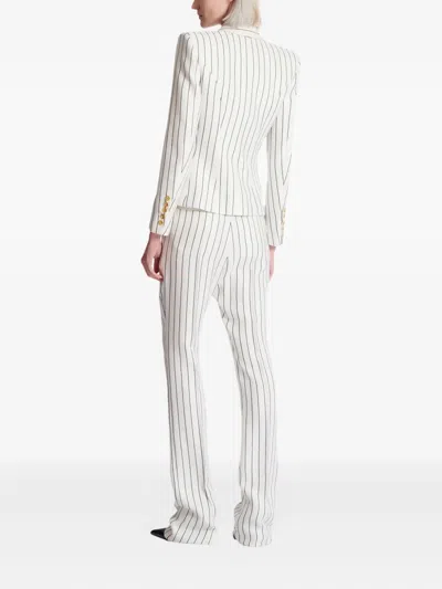 Balmain Double-breasted Striped Blazer In White