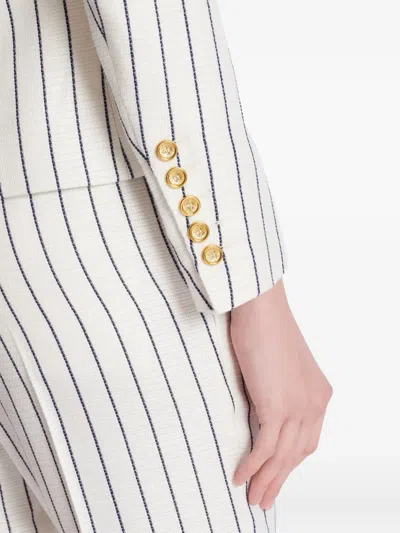 Balmain Double-breasted Striped Blazer In White