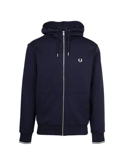 Fred Perry ジップアップ ニットパーカー In Blue