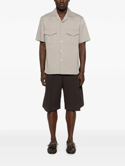 Eleventy パッチポケット シャツ In Neutral