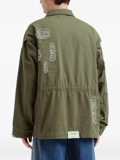 Five Cm Patchwork Jacket In Green