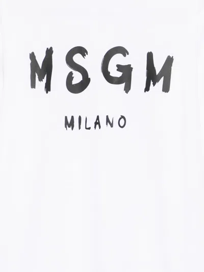 Msgm Logo-print Mini Dress In White