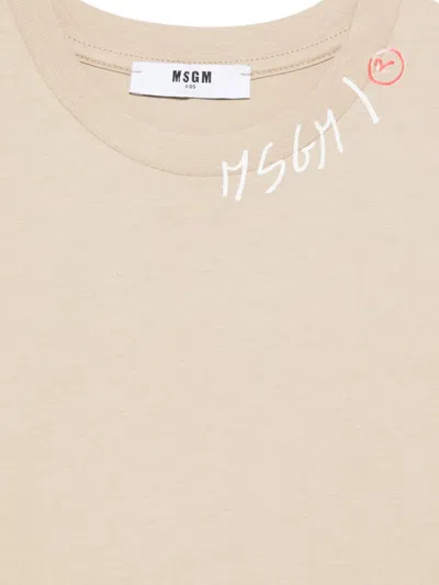 Msgm Logo-lettering T-shirt In Brown