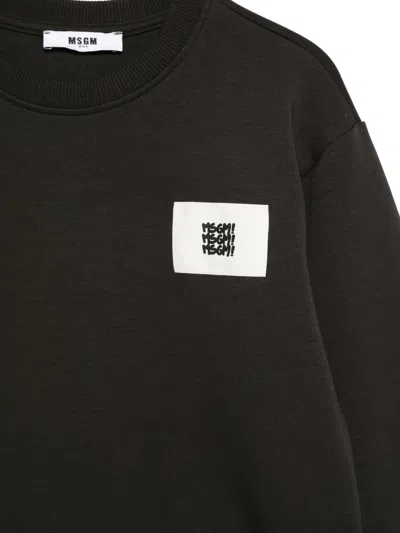Msgm Logo-patch Sweatshirt In Brown