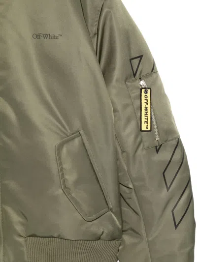 Off-white Zip-up Bomber Jacket In Green