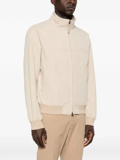Gant Zip Bomber Jacket In Neutral