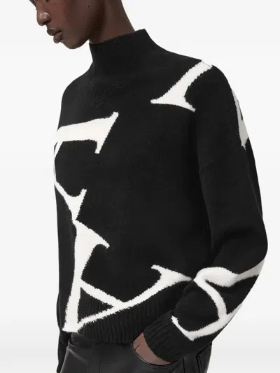 Allsaints A Star Turtleneck Sweater In Black