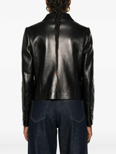 Tom Ford Double-breasted Leather Jacket In Black