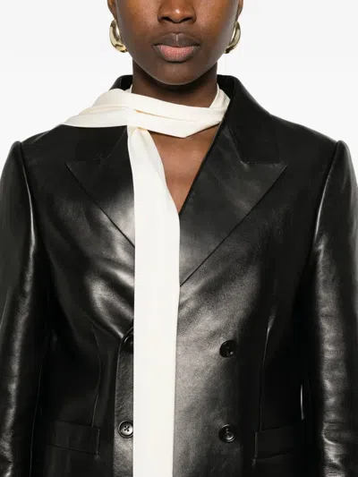 Tom Ford Double-breasted Leather Jacket In Black