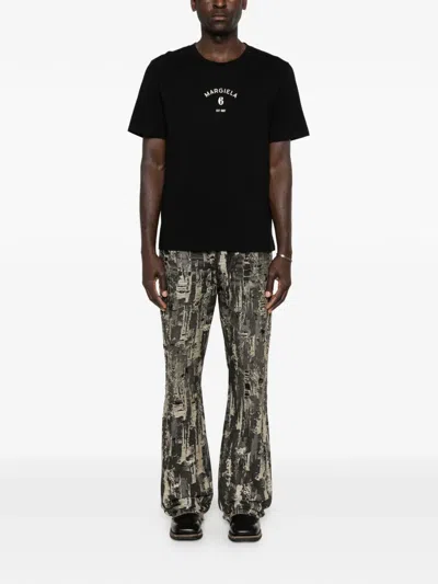 Mm6 Maison Margiela Signature Embroidered Logo Graphic T-shirt In Black