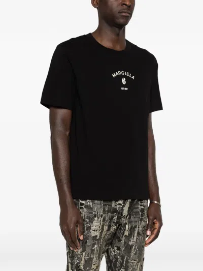 Mm6 Maison Margiela Signature Embroidered Logo Graphic T-shirt In Black