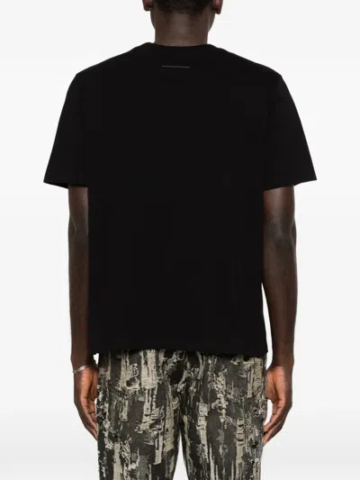 Mm6 Maison Margiela Signature Embroidered Logo Graphic T-shirt In Black