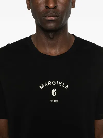 Mm6 Maison Margiela Signature Embroidered Logo Graphic T-shirt In Black