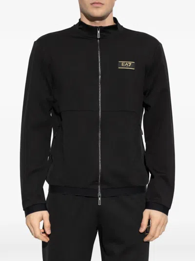 Ea7 Zip-up Sweatshirt In Black