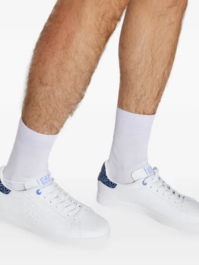 Ea7 Debossed-logo Leather Sneakers In Multi