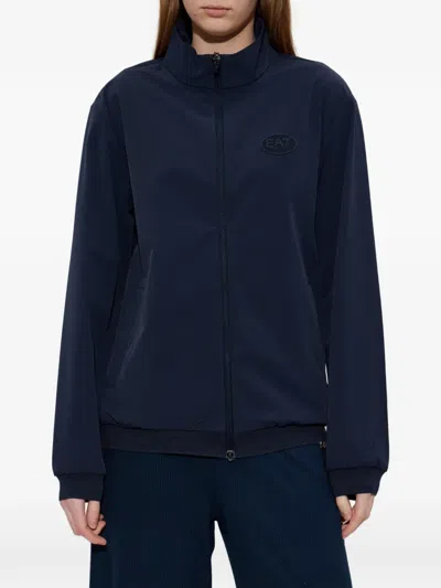 Ea7 Zip-up Logo-detail Sweatshirt In Blue
