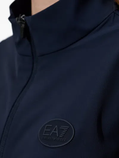 Ea7 Zip-up Logo-detail Sweatshirt In Blue