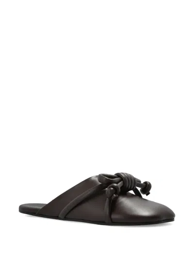 Loewe Bowknot Leather Mules In Animal Print