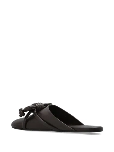 Loewe Bowknot Leather Mules In Animal Print