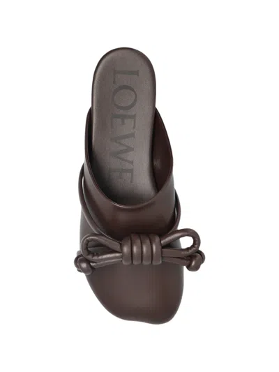 Loewe Bowknot Leather Mules In Animal Print