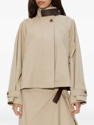 Loewe Button Cotton Jacket In Neutral