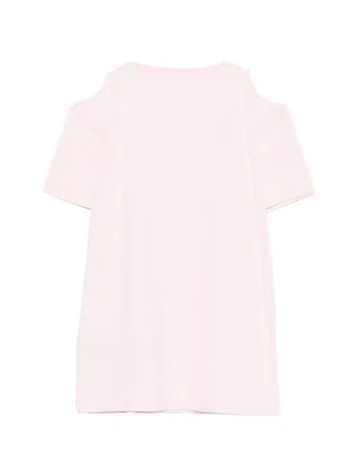 Balmain Cut-out Buttoned T-shirt In Pink