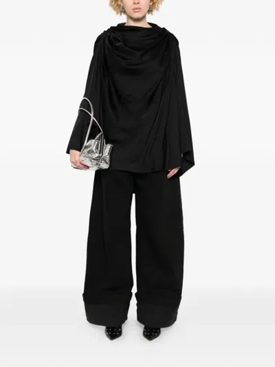Rick Owens Draped Button Top In Black