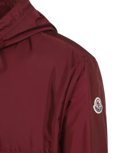 Moncler Hooded Jacket With Adjustable Hood For Men In Burgundy
