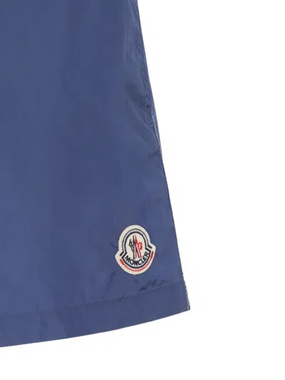 Moncler Nylon Beach Shorts Featuring Zip Pocket In Blue